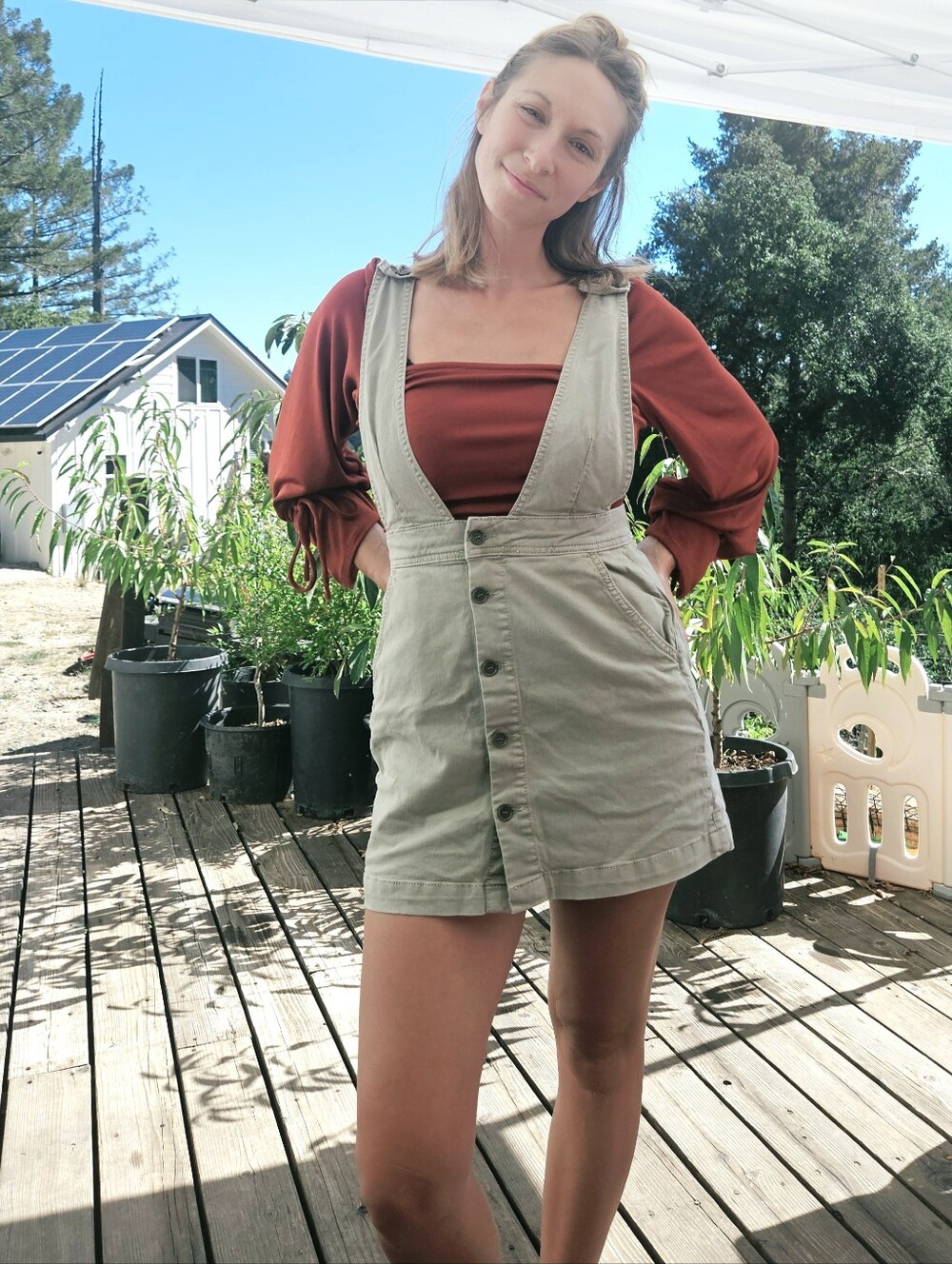 We The Free Free People Sage Green Skirtall Overall Shorts Size 4